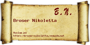Broser Nikoletta névjegykártya